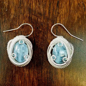 Aquamarine Wire Wrapped Earrings