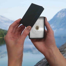 purple labradorite pendant in a gift box