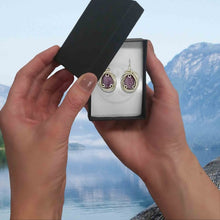 Lepidolite wire wrapped silver earrings in a gift box