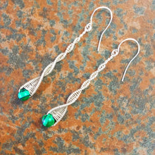 Spiral Earrings with Malachite