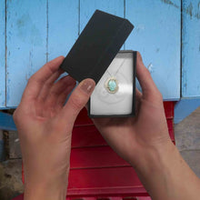 Larimar heady wire wrapped pendant in a gift box