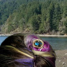 labradorite hairpin on the head