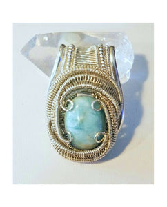 larimar pendant wire wrapped in silver