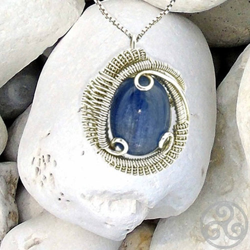 Kyanite wire wrapped silver Mini pendant