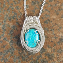 Turquoise Necklace Wire Wrapped Pendant