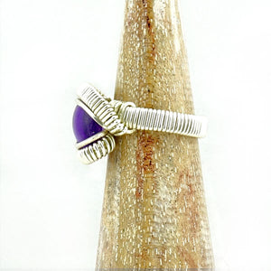 Amethyst Wire wrapped Silver Ring sideview