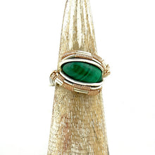 malachite wire wrapped silver and rose gold Ring
