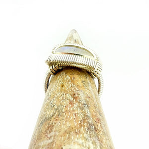 moonstone wire wrapped silver Ring topview