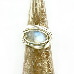 Moonstone Wire Wrapped Silver Ring