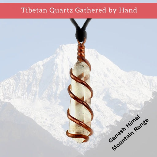 Tibetan Quartz Wire Wrapped Crystal Pendant