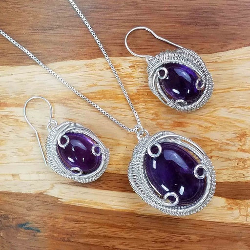 Amethyst Jewelry Necklace and Earring set