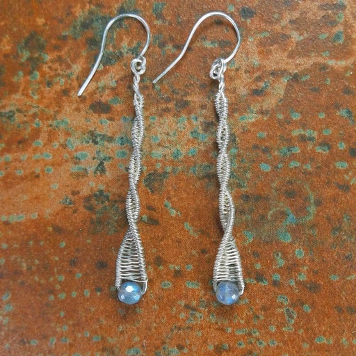 spiral earring with labradorite