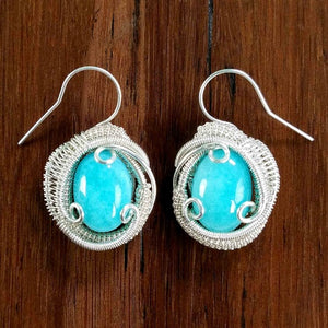 Amazonite Wire Wrapped Earrings