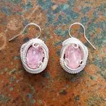 morganite wire wrapped earrings