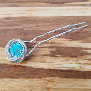 Turquoise Hair Pin & Wire Wrapped Hair Fork