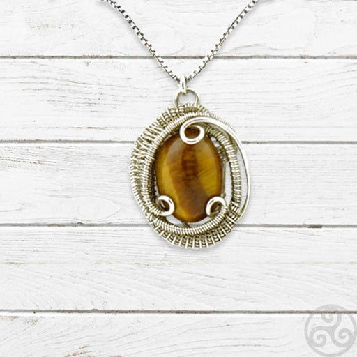 Tigers Eye Wire Wrapped Necklace