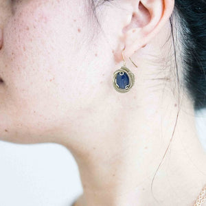 Woman wearing Blue Kyanite Earrings
