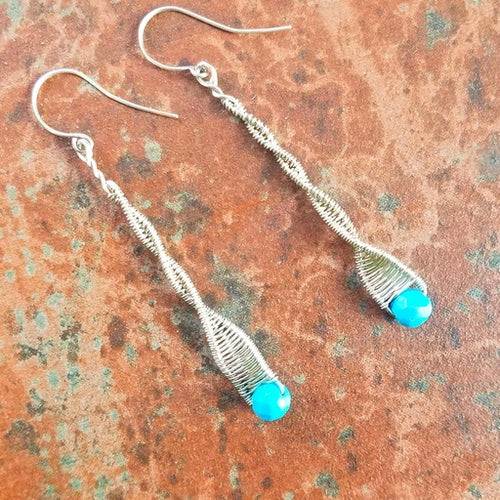 Spiral Earrings with Turquoise