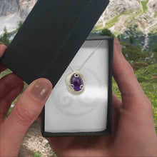 Amethyst wire pendant in a gift box