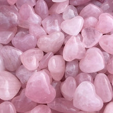bunch of rose quartz heart natural stone